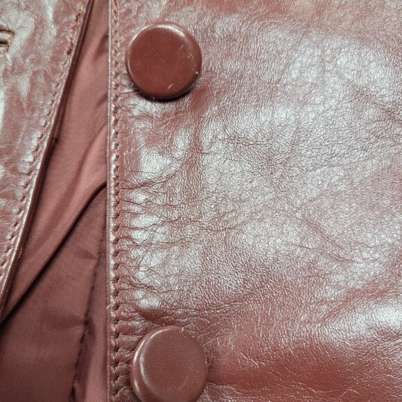 Vintage Leather Loft 100% Leather OxBlood Burgundy Belted Jacket Size 9/10 - Picture 12 of 14